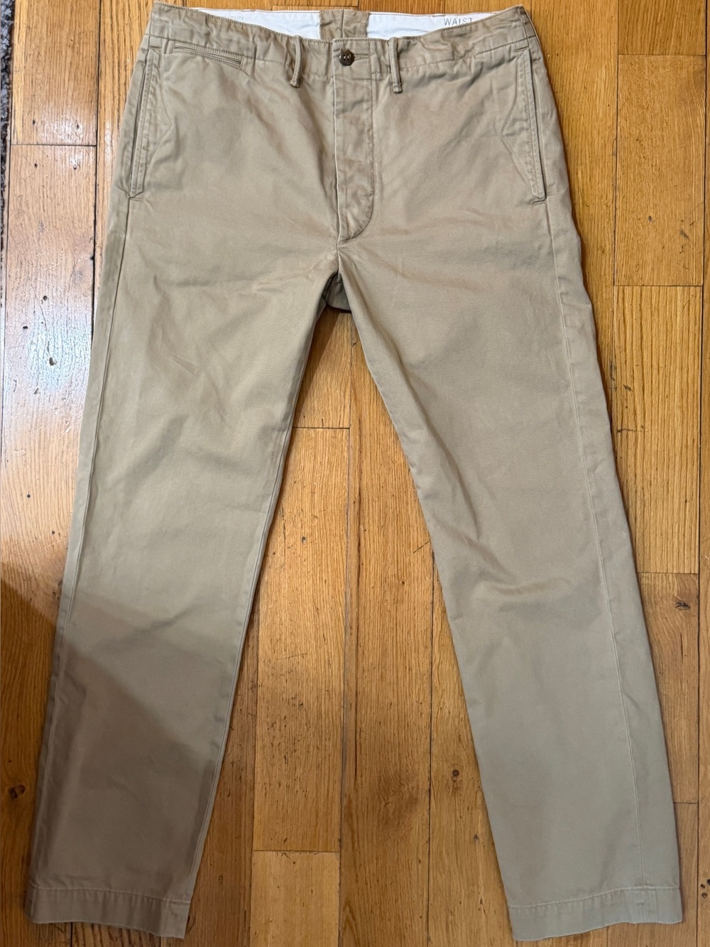 RRL DOUBLE RL COTTON CHINO FIELD PANTS SLACKS KHAKI 34 X 32 $245 TAN BEIGE